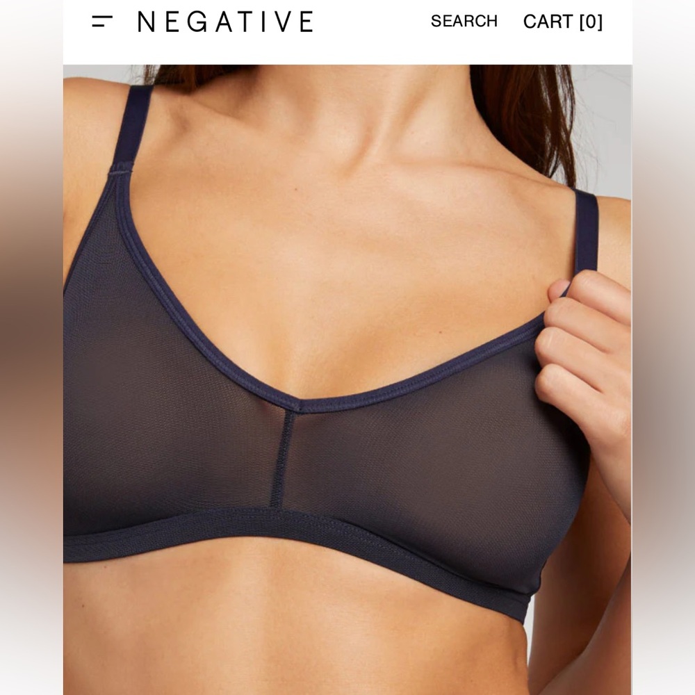 Negative Sieve Mesh Wireless Bra in Navy Size 2